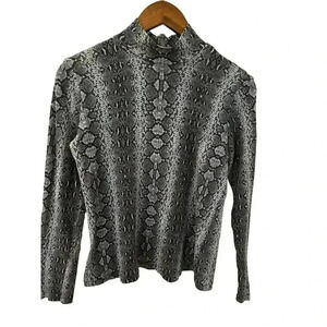 Rebecca Taylor Mock Neck Snake Skin Print Top Size S